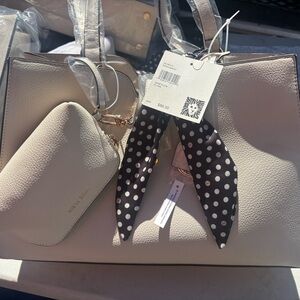 Beige Tote Bag with Pouch